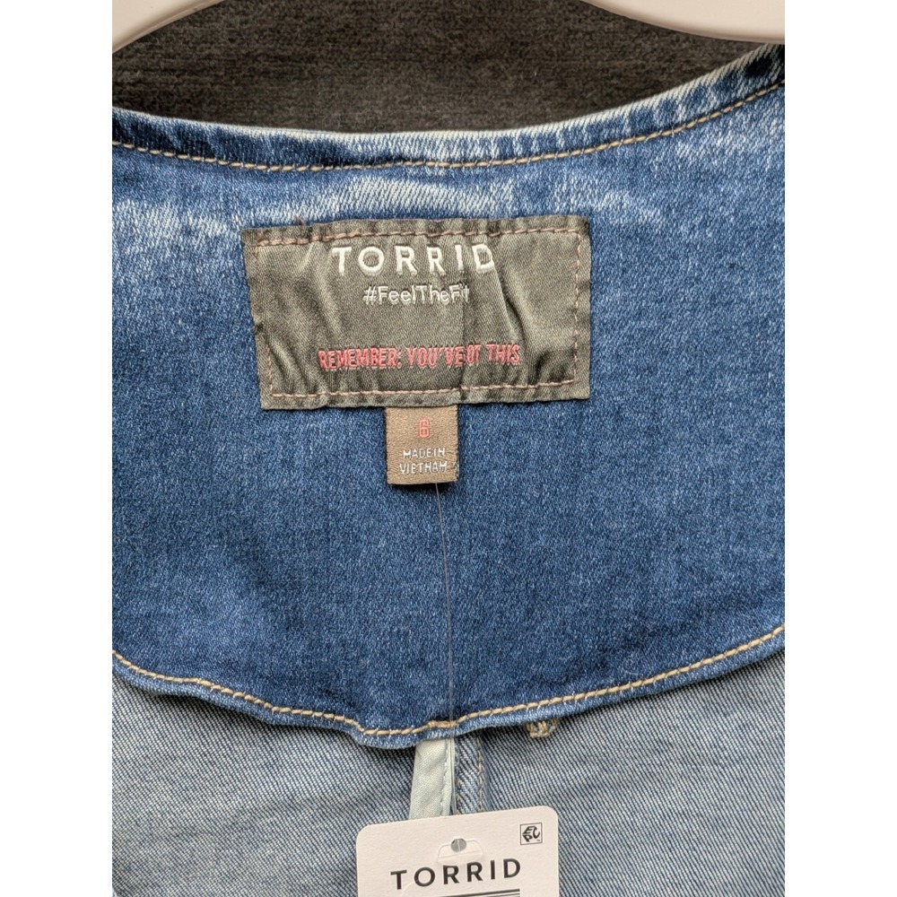 Torrid Blue Vintage Stretch Denim Vest Nebula Plus Size Festival Vest Size 6X - Picture 3 of 7